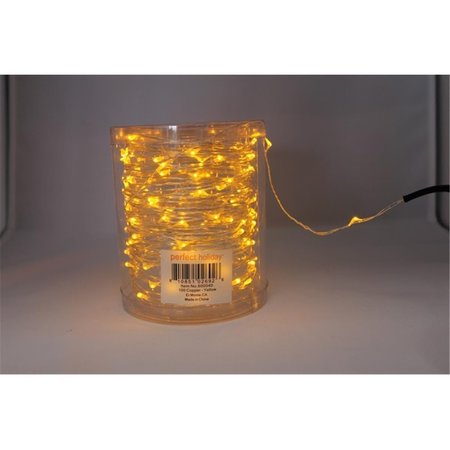 PERFECT HOLIDAY Battery Operated 100 LED Copper String Light Yellow 600040